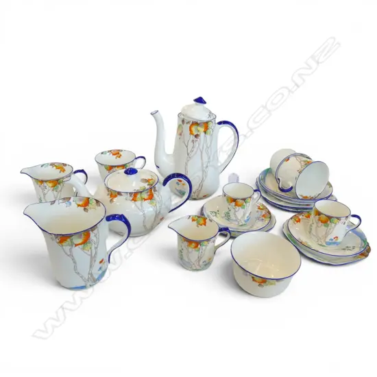 PART SHELLEY CHINA TEA & COFFEE SET AUTUMN LEAF PAT