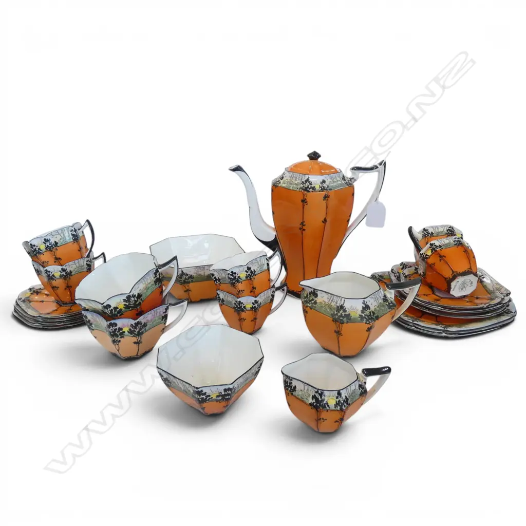 SHELLEY CHINA PART TEA & COFFEE SET DECO AUTUMN PAT FAULT TO COFFEE POT LID Image 1++