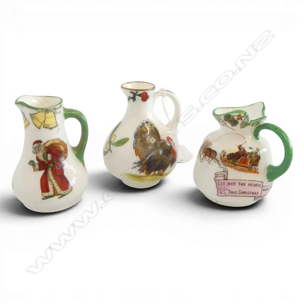 3 ROYAL DOULTON MINIATURES, FESTIVE FARE SERIES 1904-1914, H.60/60/70mm Image 1++