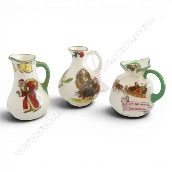 3 ROYAL DOULTON MINIATURES, FESTIVE FARE SERIES 1904-1914, H.60/60/70mm