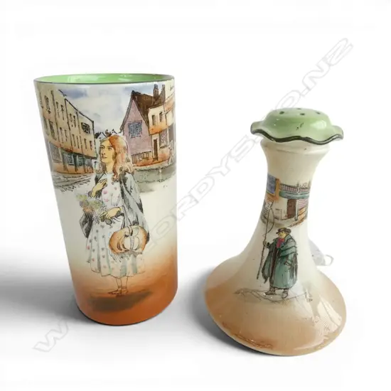 ROYAL DOULTON HAT PIN HOLDER & DICKENS WARE 'LITTLE NELL' VASE