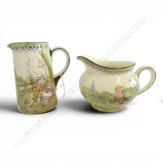 2 ROYAL DOULTON PASSTIMES WARE JUGS, H.100/120mm