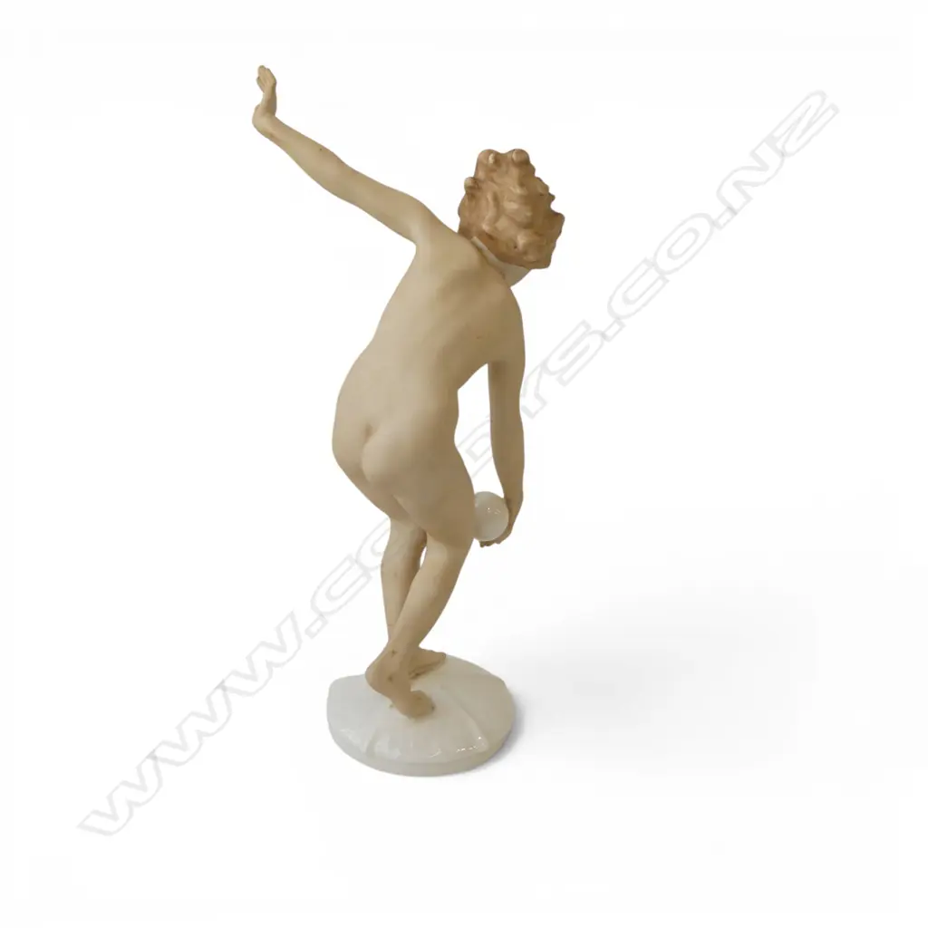 HUTSCHENREUTHER ART DECO NUDE FIGURE w. BALL H.260mm Image 1++
