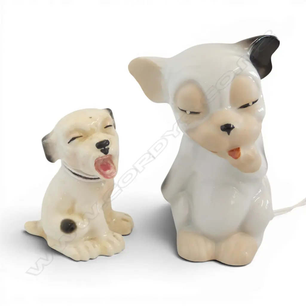 2 1920s BONZO the DOG FIGURINES, 1 marked Grafton & Swains Studdy Series to base, H.45/70mm Image 1++