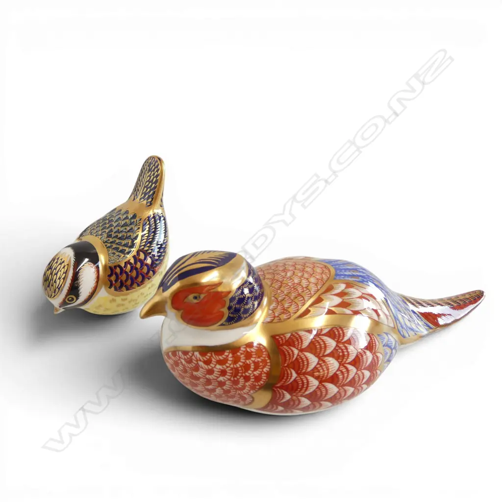 2 ROYAL CROWN DERBY BIRDS, 1 A PHEASANT L.170mm Image 1++