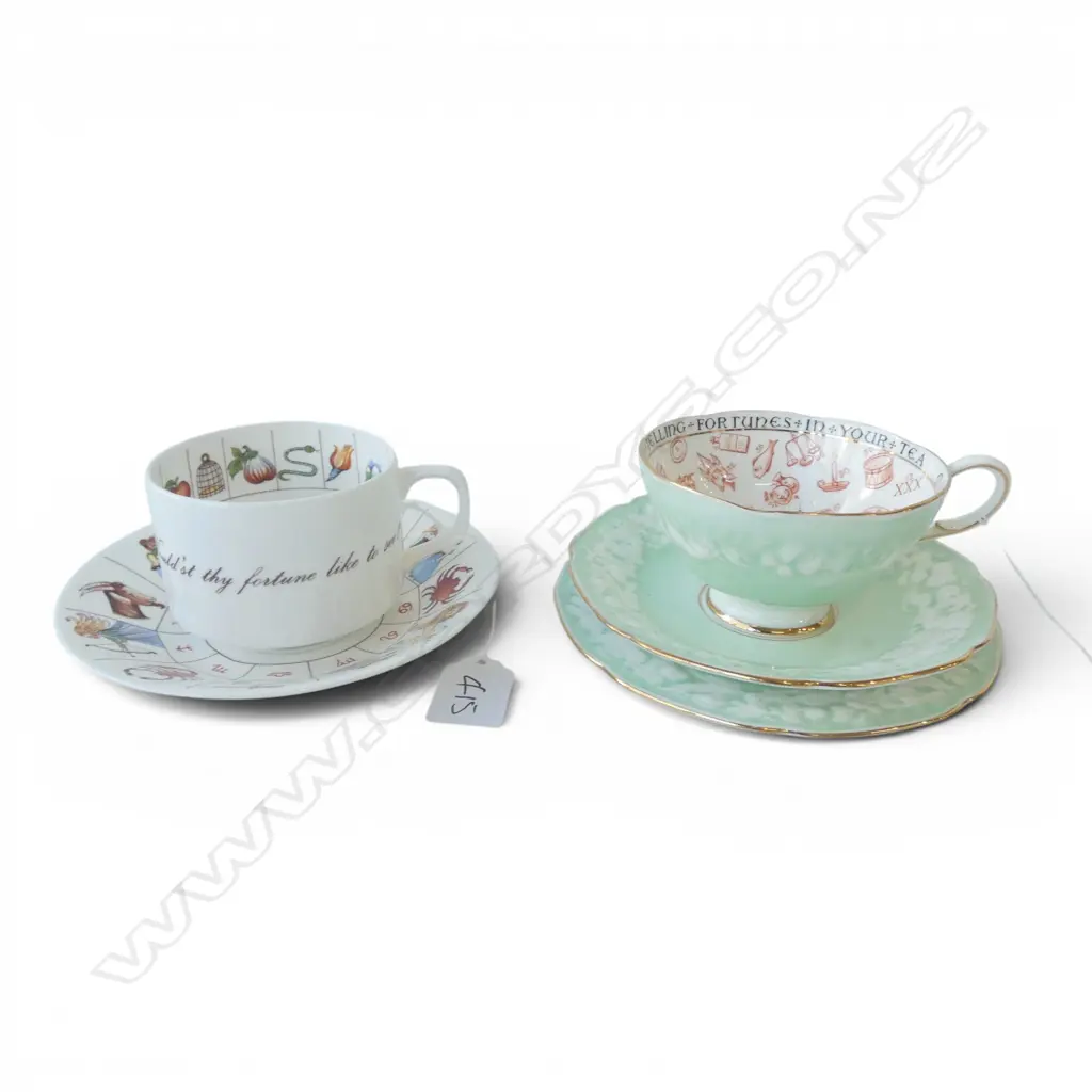  ENGLISH FORTUNE TELLING CUP SAUCER & FORTUNE TELLING CSP Image 1++