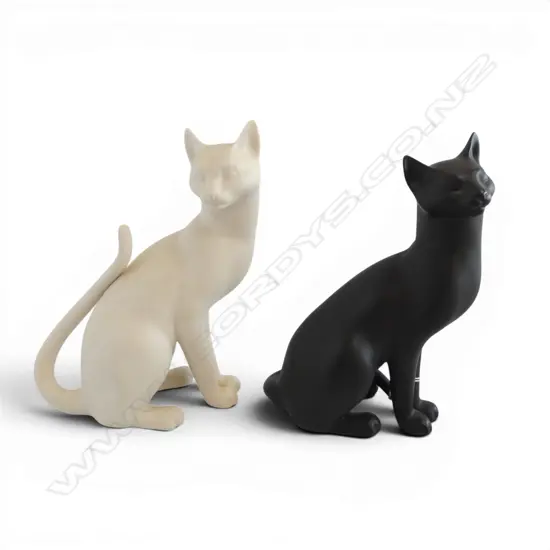 2 FRANKLIN MINT CERAMIC CATS, 1986, H.200mm