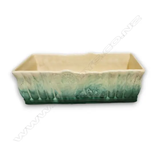 VINTAGE POTTERY GREEN OMBRE ART DECO LARGE PLANTER TROUGH BESWICK 732  - 300 X 110H mm