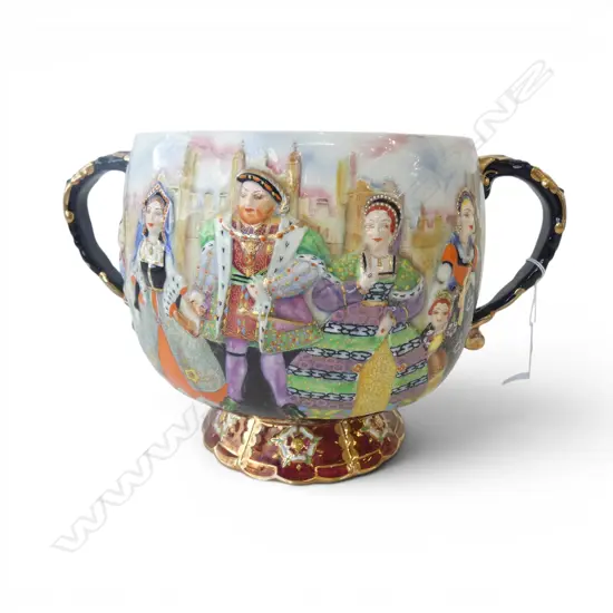 CARLTON WARE 'HENRY THE EIGHT' PUNCH BOWL LTD ED. 199/250 w. TOKEN H.210mm, W.340mm