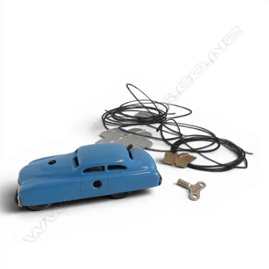 Vintage Schuco Patent Varianto-Limo 3041 blue toy clockwork car with part wire & track system. W key
