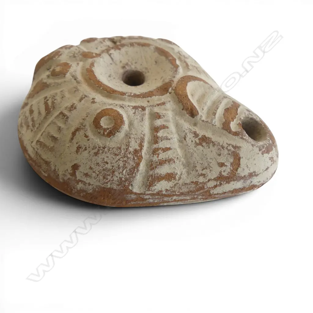 ROMAN / EGYPTIAN TERRACOTTA OIL LAMP 75x65mm Image 1++