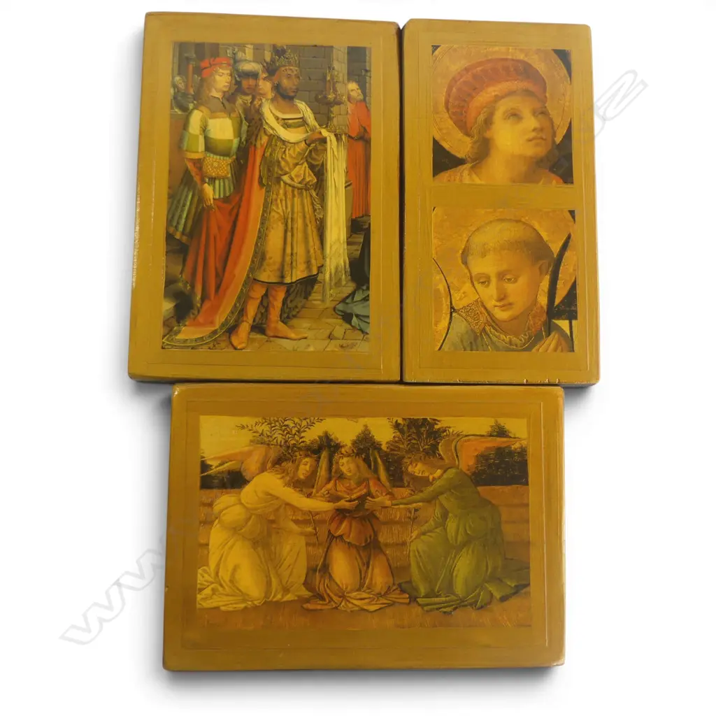 3 ICON STYLE PICTURES ON WOOD L165MM LONGEST  Image 1++