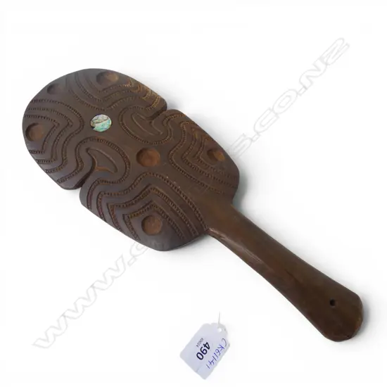 MAORI CARVED KOTIATE missing paua inlay L.350MM