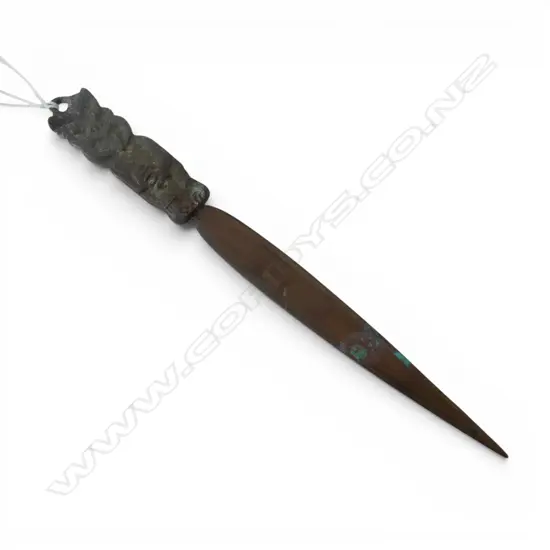 COPPER LETTER OPENER w. TIKI HANDLE L.200mm