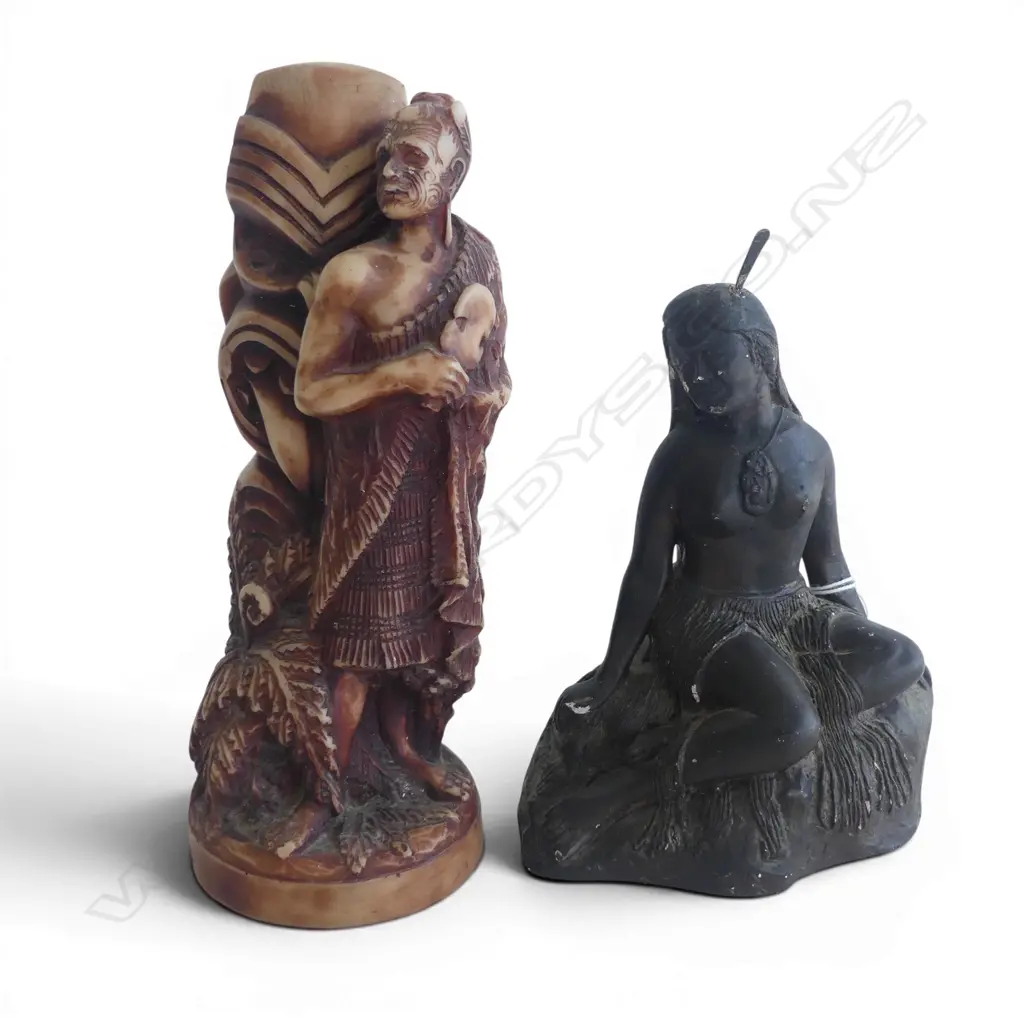 CARVED WOOD 'PANIA OF THE REEF' ORNAMENT + RESIN MAORI H.210mm Image 1++
