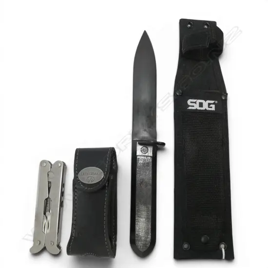 LEATHER MAN TOOL, KNIFE L.290mm w. CANVAS HOLDER 'SOG'