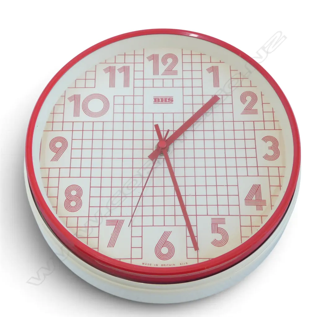 RETRO WALL CLOCK 'BHS BRITAIN' 220mm dia Image 1++