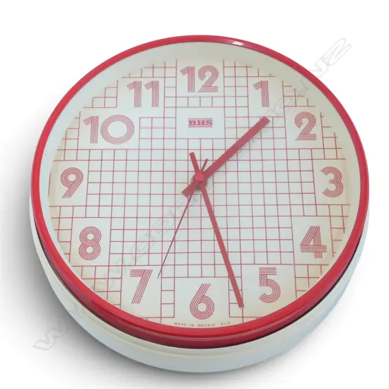 RETRO WALL CLOCK 'BHS BRITAIN' 220mm dia