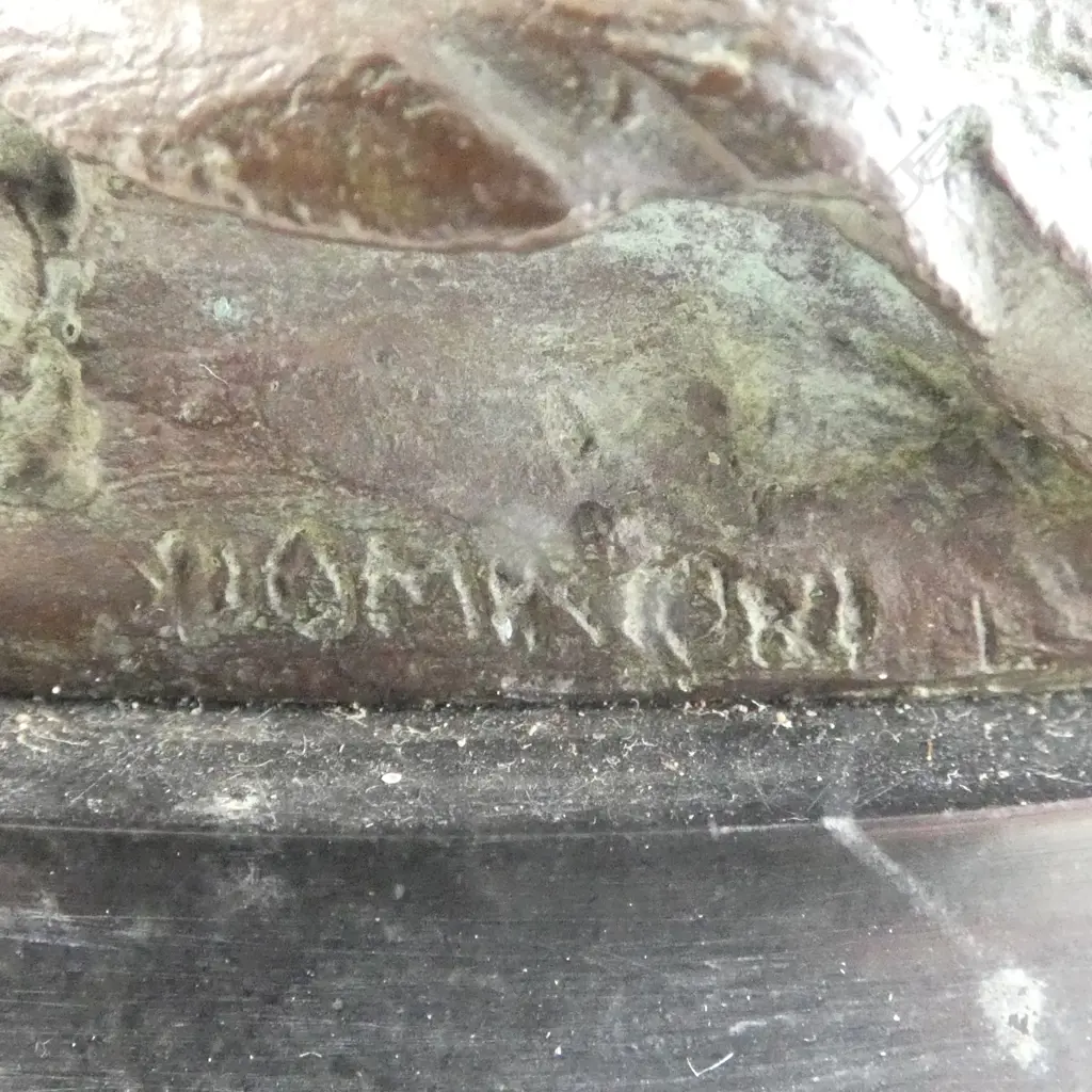 BRONZE  WORLD IN HAND ON MARBLE BASE SIGNED DOMRONI ?  H160 L150MM Image 1++