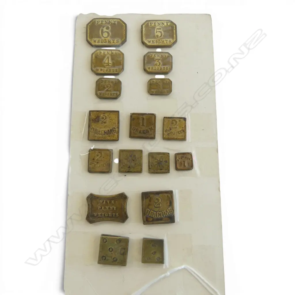  17 ANTIQUE GOLD WEIGHTS PENNY WEIGHTS GRAINS SCRUPLES DRACHMS Image 1++