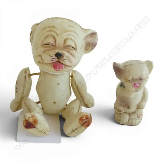 2 EARLY CELLULOID BONZO FIGURINES, H.80/40mm