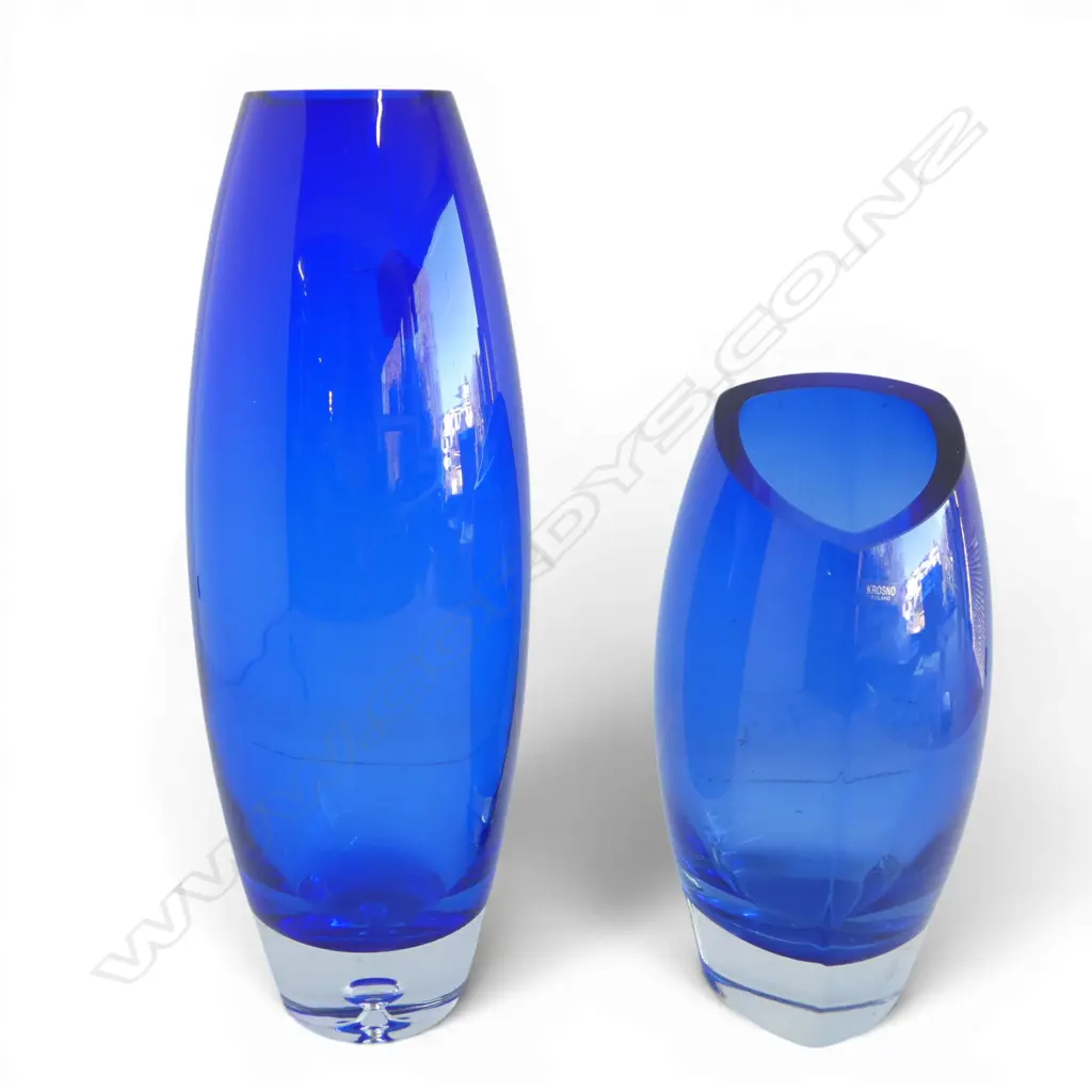 2 KROSNO BLUE GLASS VASES H.355mm Image 1++