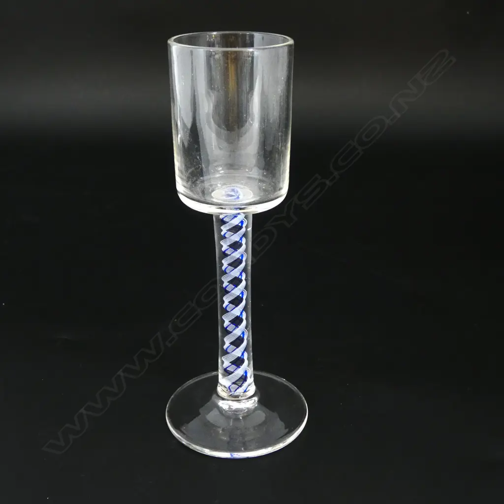 ANTIQUE 2 COLOUR TWIST STEM DRINKING GLASS H.150mm Image 1++