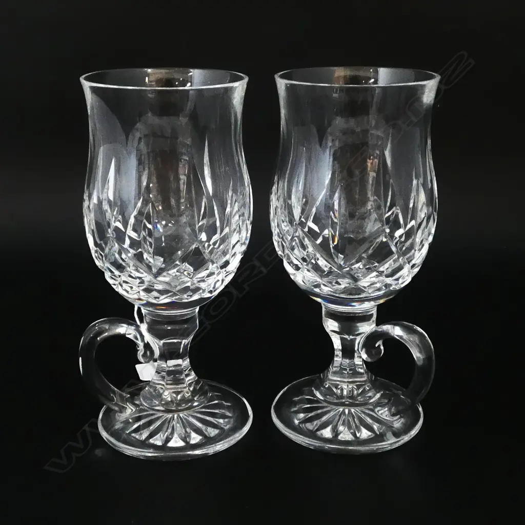 PAIR WATERFORD CUT CRYSTAL ‘LISMORE’ IRISH COFFEE GLASSES, H.160MM Image 1++