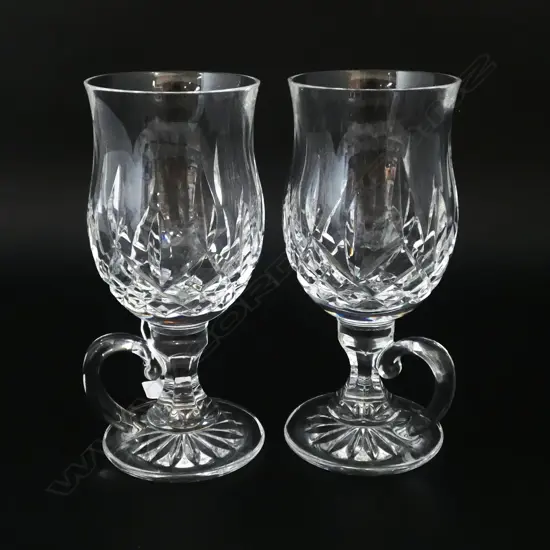 PAIR WATERFORD CUT CRYSTAL ‘LISMORE’ IRISH COFFEE GLASSES, H.160MM