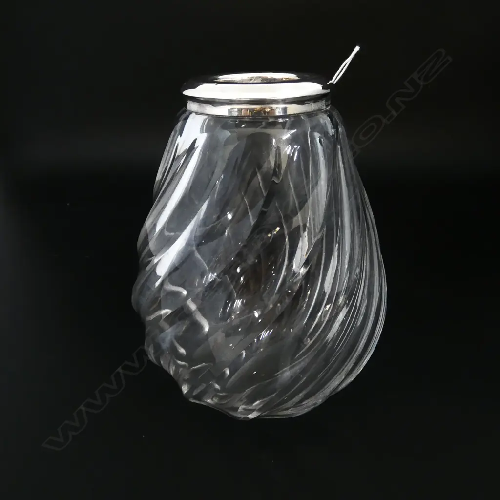 CRYSTAL VASE w. STG SILVER RIM H.155mm Image 1++