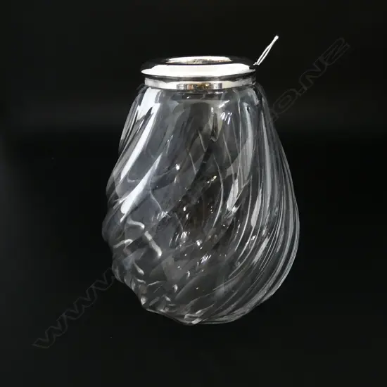 CRYSTAL VASE w. STG SILVER RIM H.155mm