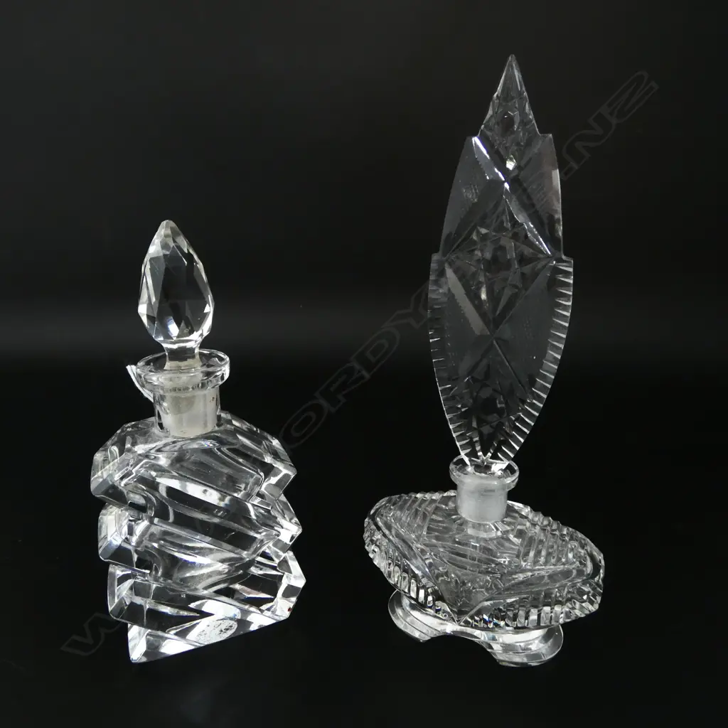 2 ART DECO STYLE SCENT BOTTLES H.185mm Image 1++