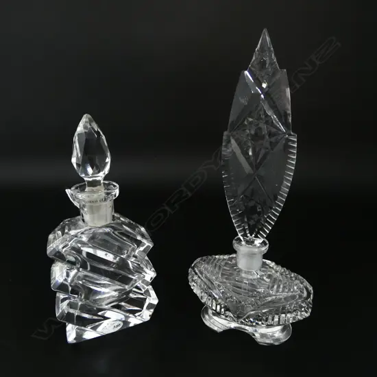2 ART DECO STYLE SCENT BOTTLES H.185mm