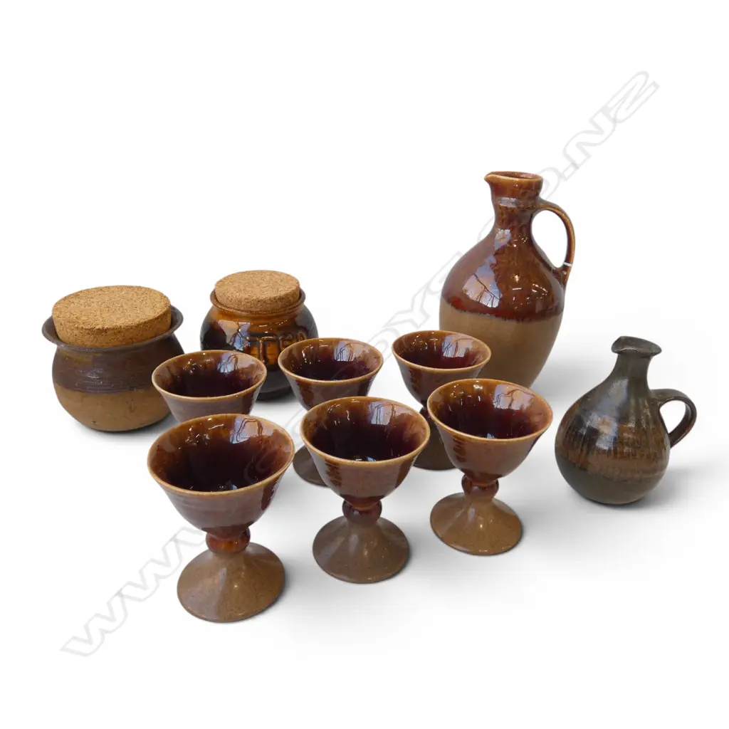 STUDIO POTTERY JUG & 6 CUP SET H.260mm, 2 KITCHEN CONTAINERS & EWER Image 1++
