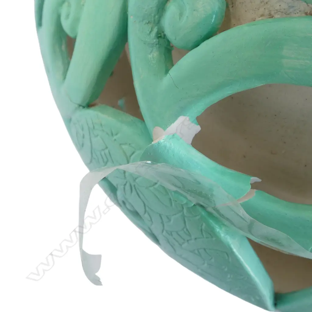 KEUM SUN LEE PORCELAIN VASE w  PIERCED KORU DESIGN, H.260mm, chip to side needs repair Image 1++