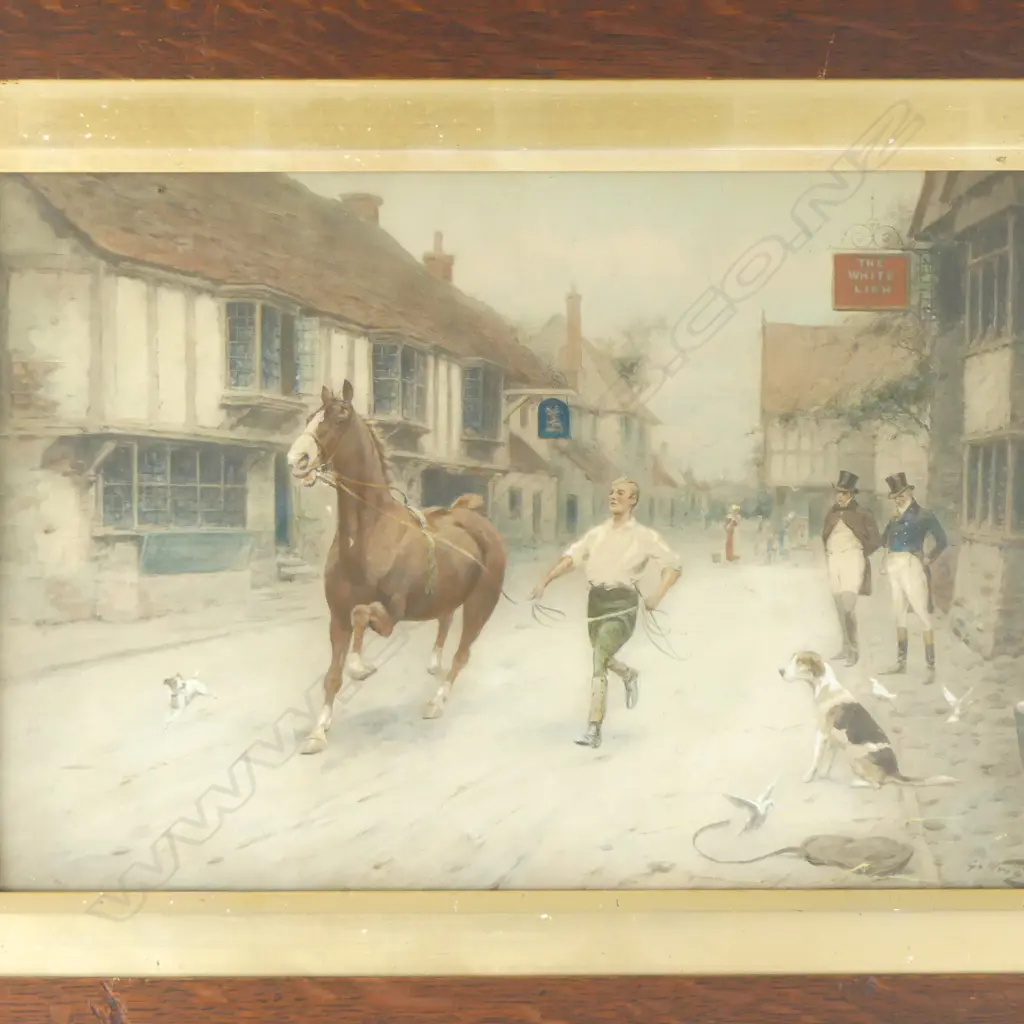 GEORGE WRIGHT, UNTITLED VILLAGE STREET, WATERCOLOUR, 270x420mm Image 1++