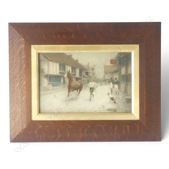GEORGE WRIGHT, UNTITLED VILLAGE STREET, WATERCOLOUR, 270x420mm