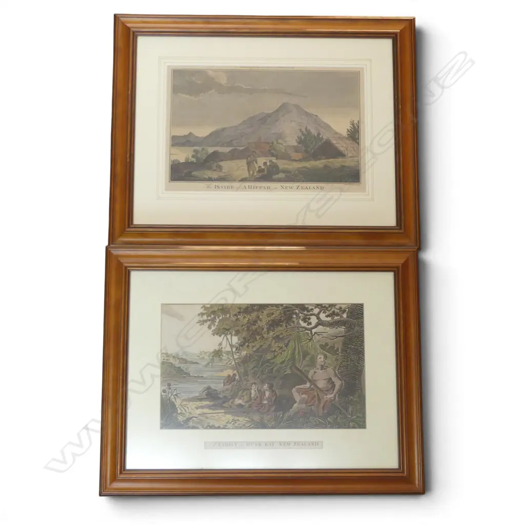 TWO VINTAGE NZ COPPER ENGRAVINGS BY RENNOLDSON 220X340MM Image 1++