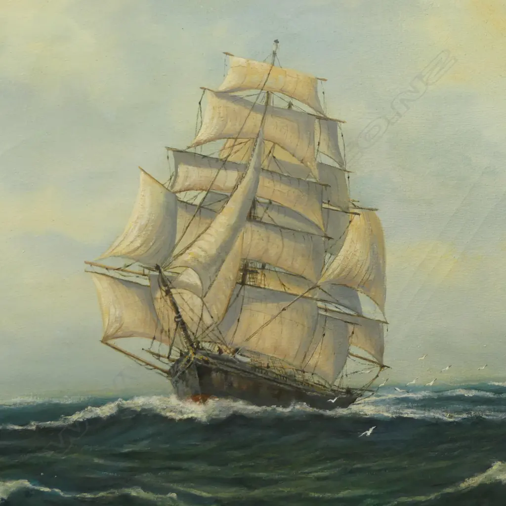 H. L BRAUNSTON, 'CLIPPER SHIP - THE LIGHTENING' OIL ON CANVAS, SIGNED, 440 X 590mm Image 1++