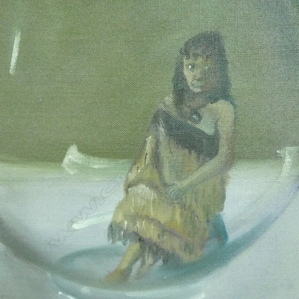 ARTIST UNKNOWN, JUGGED GIRL, OIL ON CANVAS ON BOARD, MONOGRAMMED AND DATED,  585x445mm Image 1++