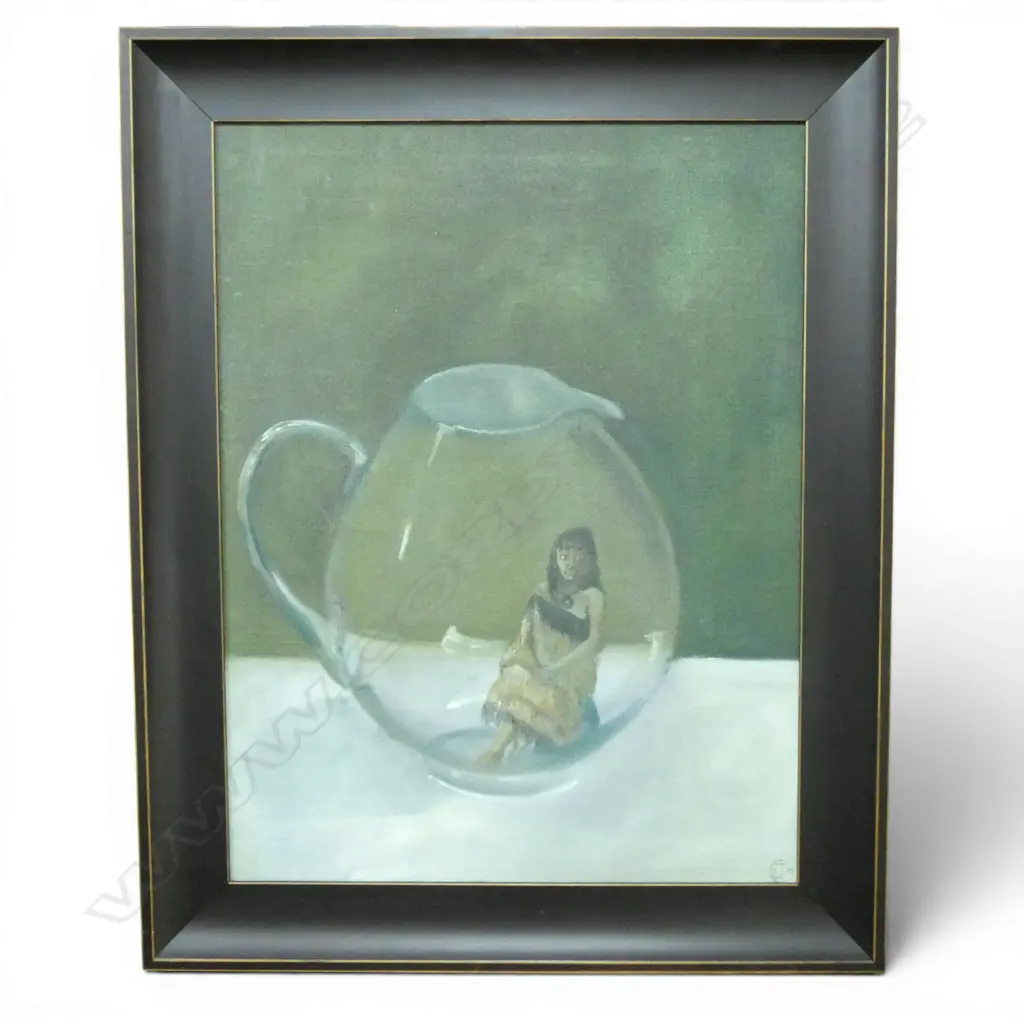 ARTIST UNKNOWN, JUGGED GIRL, OIL ON CANVAS ON BOARD, MONOGRAMMED AND DATED,  585x445mm Image 1++