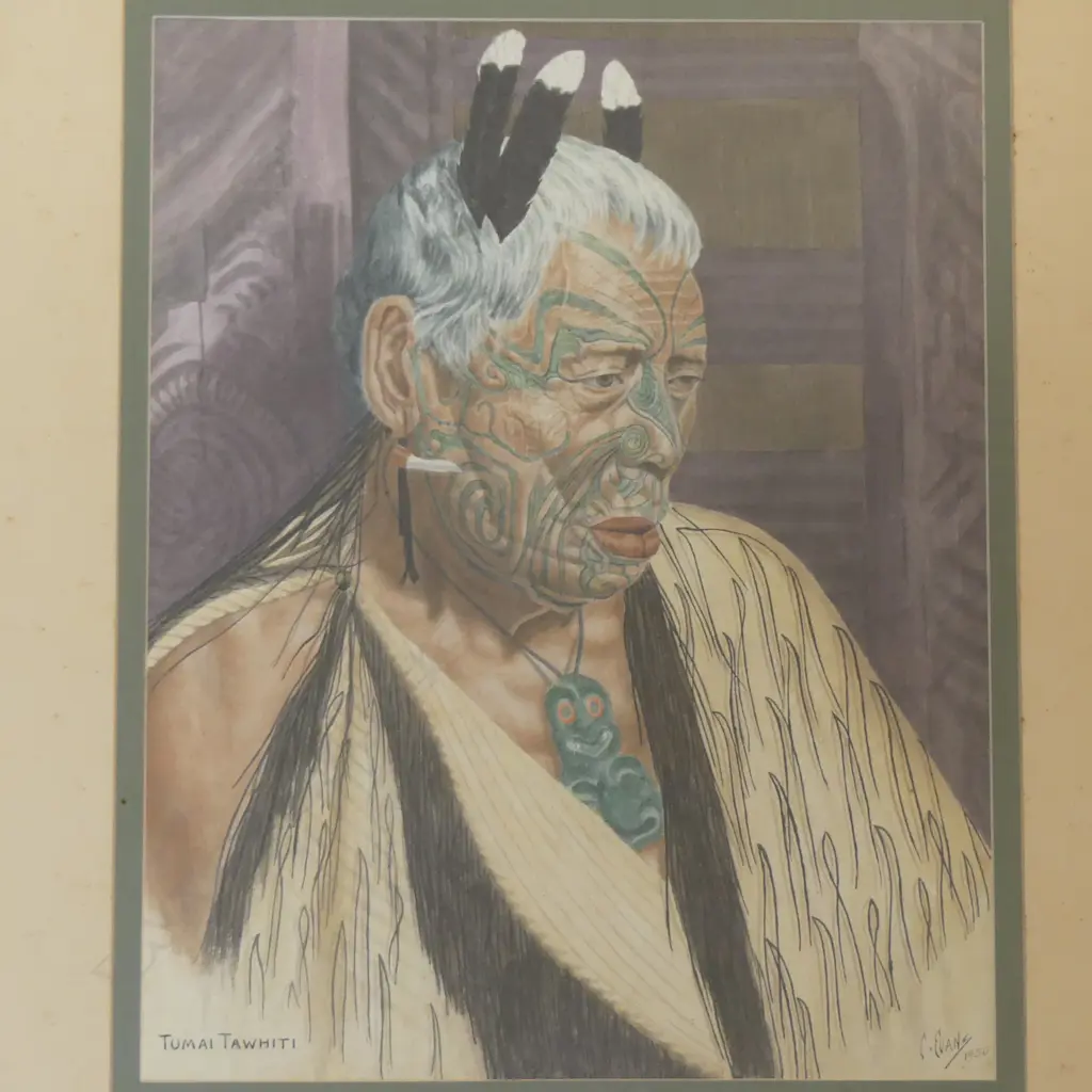 V. EVANS, TUMAI TAWHITI, WATERCOLOUR, 365x285mm Image 1++