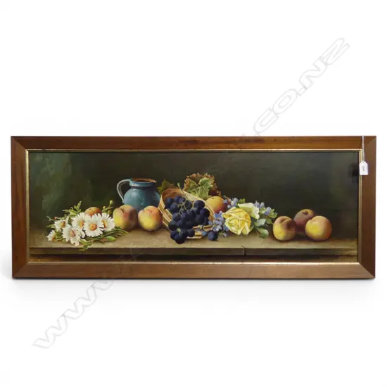 ARTIST UNKNOWN, FRUIT STILL LIFE, OIL ON BOARD, 290x880mm