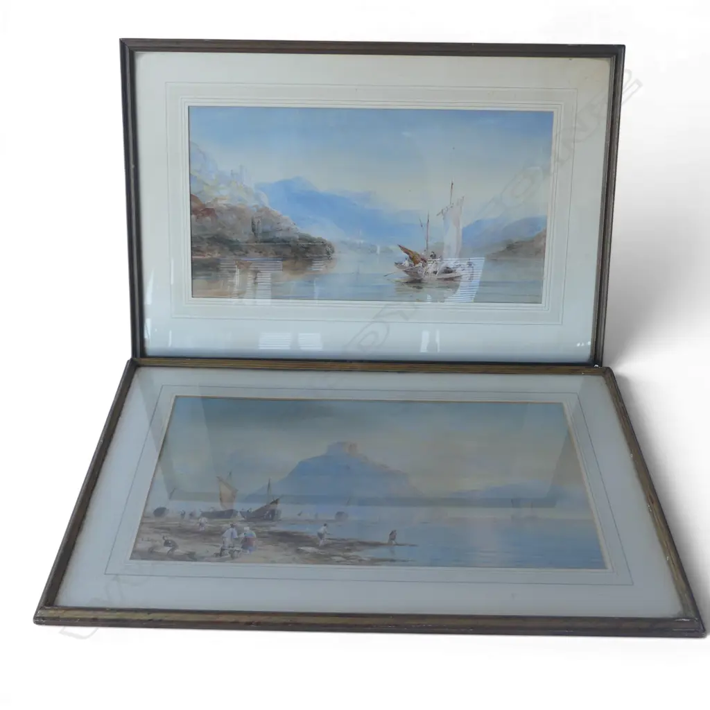 EDWARD TUCKER (BRITISH) ST MICHAELS MOUNT + EUROPEAN LAKE, WATERCOLOUR (2), ONE SIGNED, 300 X 500MM & 260 X 480MM Image 1++