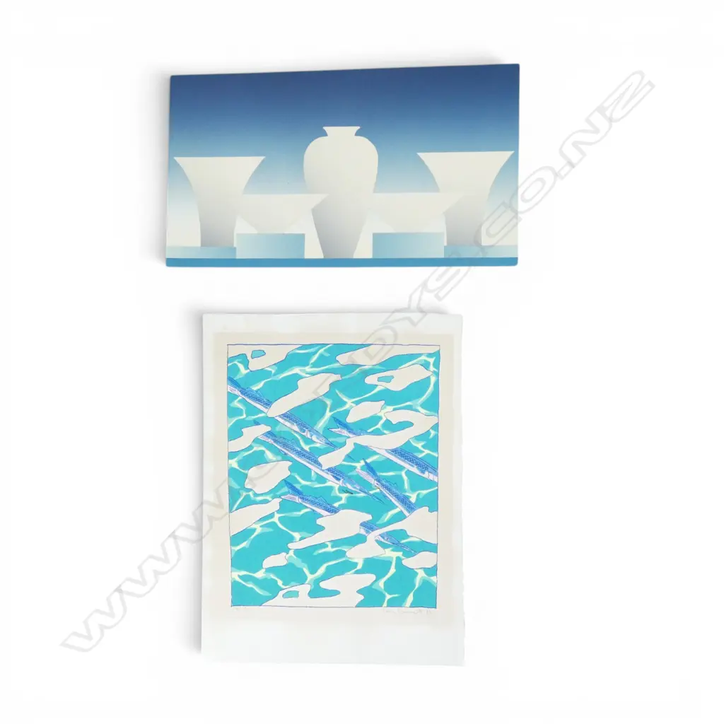 TOM BURNETT, UNTITLED FISH, LOOSE PRINT, SIGNED & DATE '85, 745x560mm + OTHER LOOSE MIXED MEDIA Image 1++