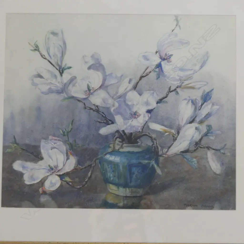 MARION BROOM, MAGNOLIAS, WATERCOLOUR, SIGNED, 450 X 530mm Image 1++