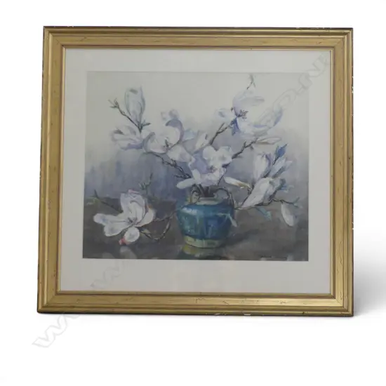 MARION BROOM, MAGNOLIAS, WATERCOLOUR, SIGNED, 450 X 530mm