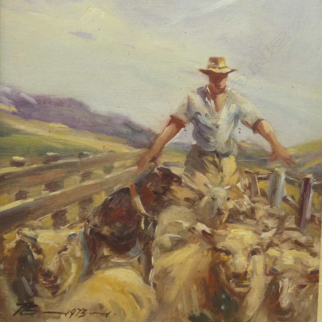 2 HEINZ BOEHNKE ARTWORKS INCL. 'THE SHEPHERD WAIKATO' 215x270mm, OIL ON BOARD Image 1++