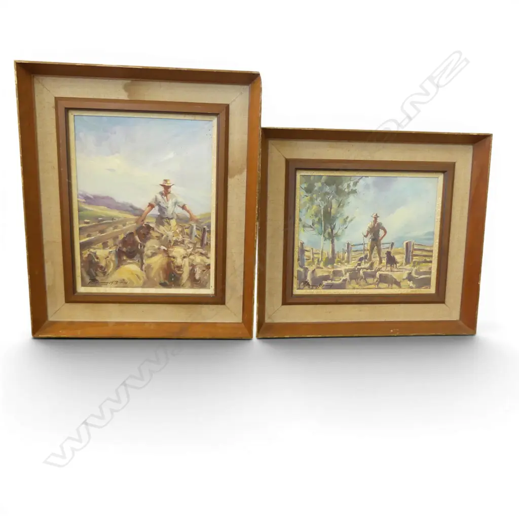 2 HEINZ BOEHNKE ARTWORKS INCL. 'THE SHEPHERD WAIKATO' 215x270mm, OIL ON BOARD Image 1++