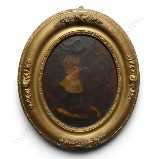 LATE 18th / EARLY 19thC PORTRAIT OF A WOMAN, OIL ON CANVAS 255x200mm